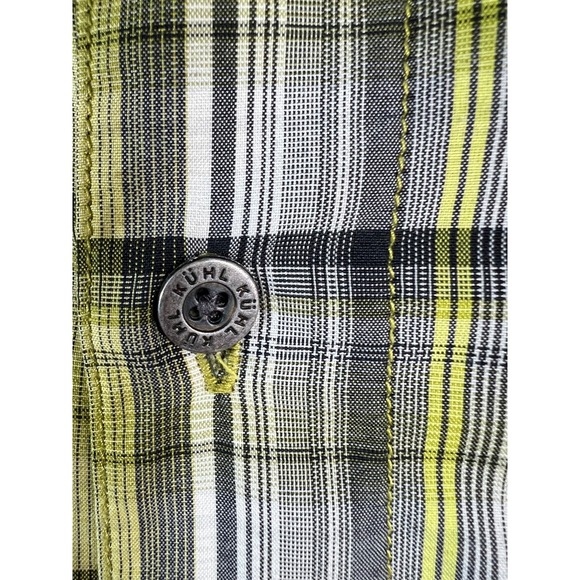 KUHL Shirt Mens Medium Green Plaid Light Eluxur Hiking Button Down Short Sleeve - Picture 6 of 12